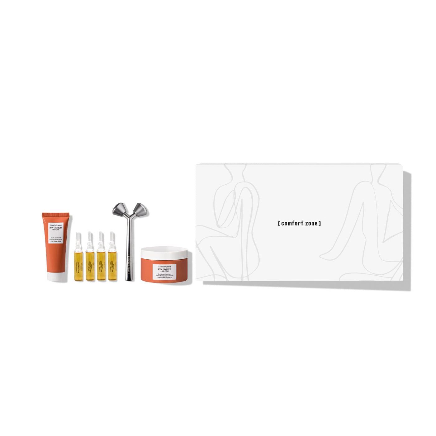 Comfort Zone Body Strategist Tone Kit 28 dagen – verstevigingsroutine peel scrub tone shot D-age